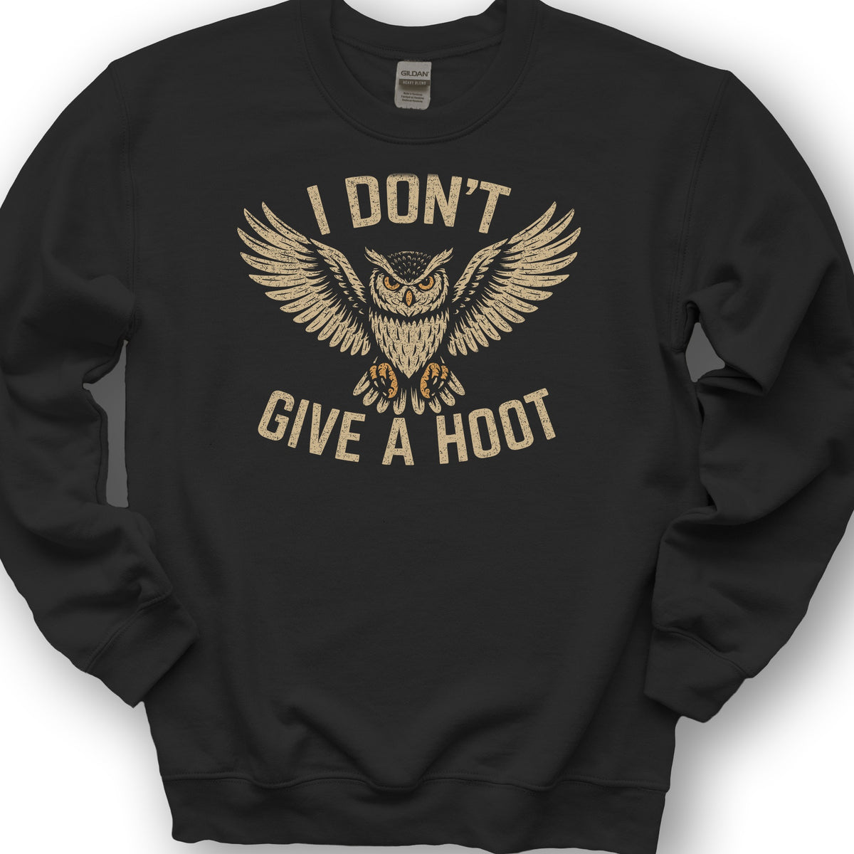 I Don't Give a Hoot "Vintage Owl" Sweatshirt - Black