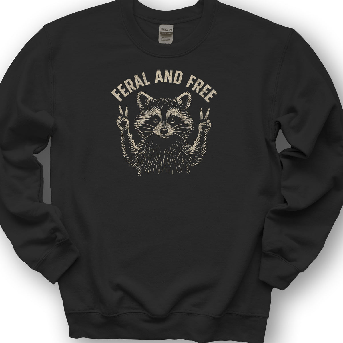 Feral and Free "Vintage Raccoon" Sweatshirt - Black