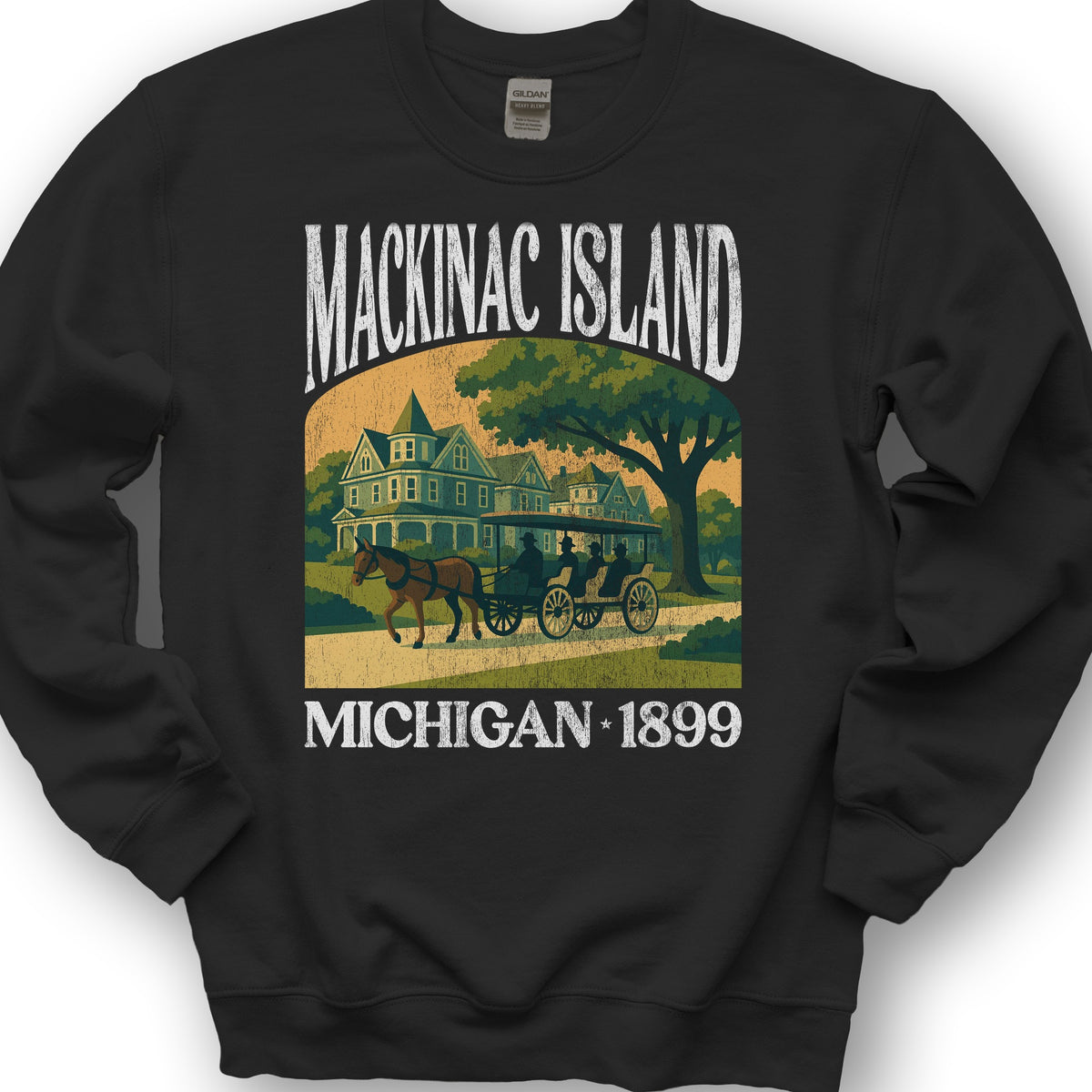 Mackinac Island Michigan "Big and Bold" Sweatshirt - Black