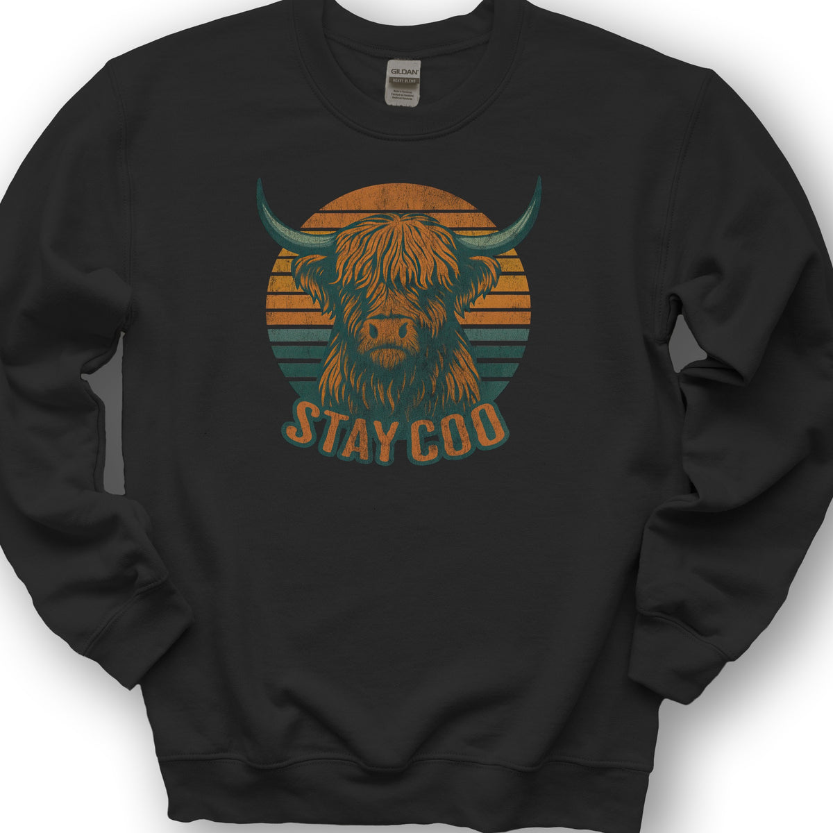 Highland Cow "Stay Coo" Sweatshirt - Black