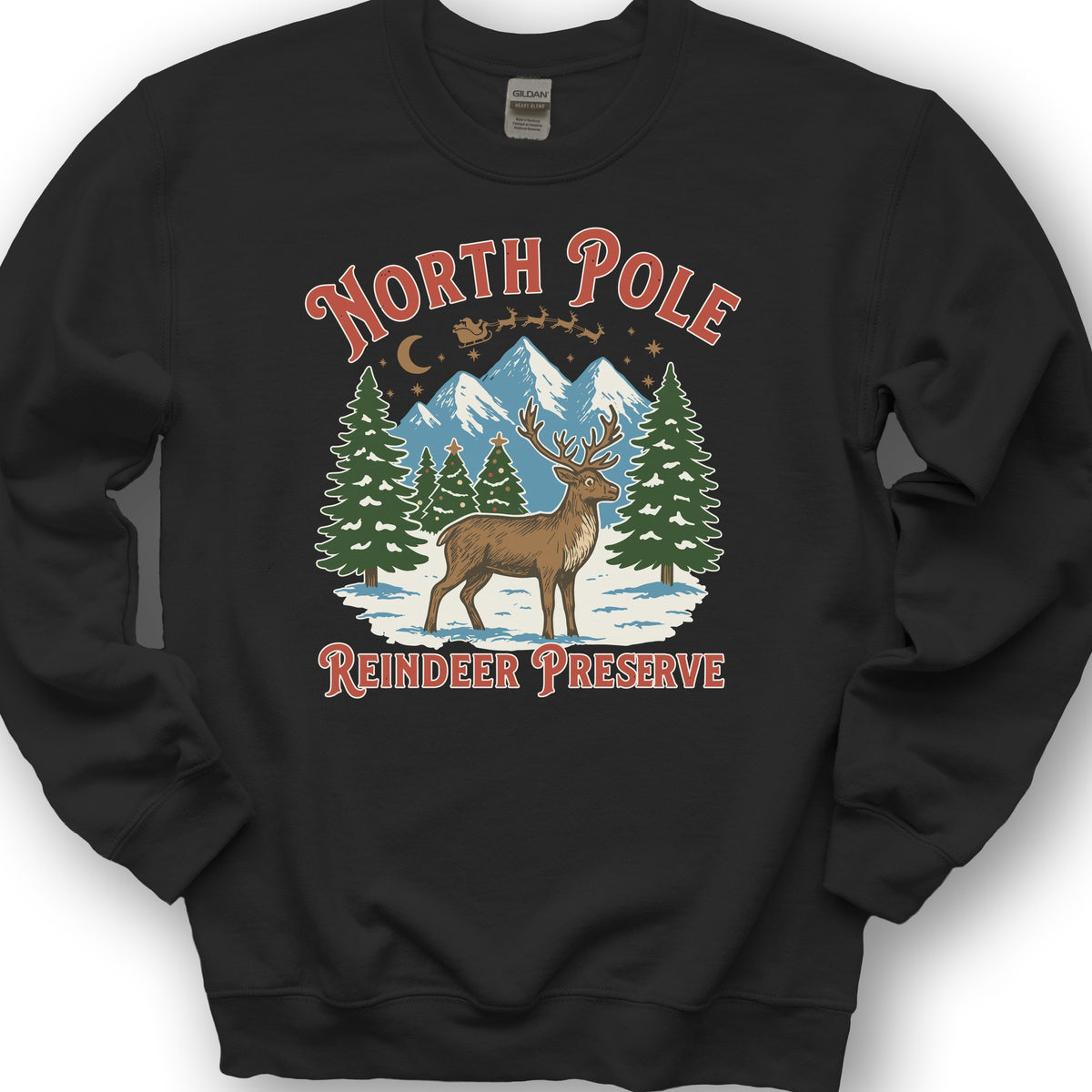 North Pole Reindeer Preserve Sweatshirt - Black