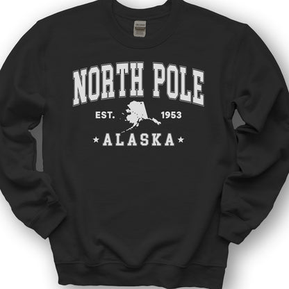 North Pole Alaska Varsity Sweatshirt - Black