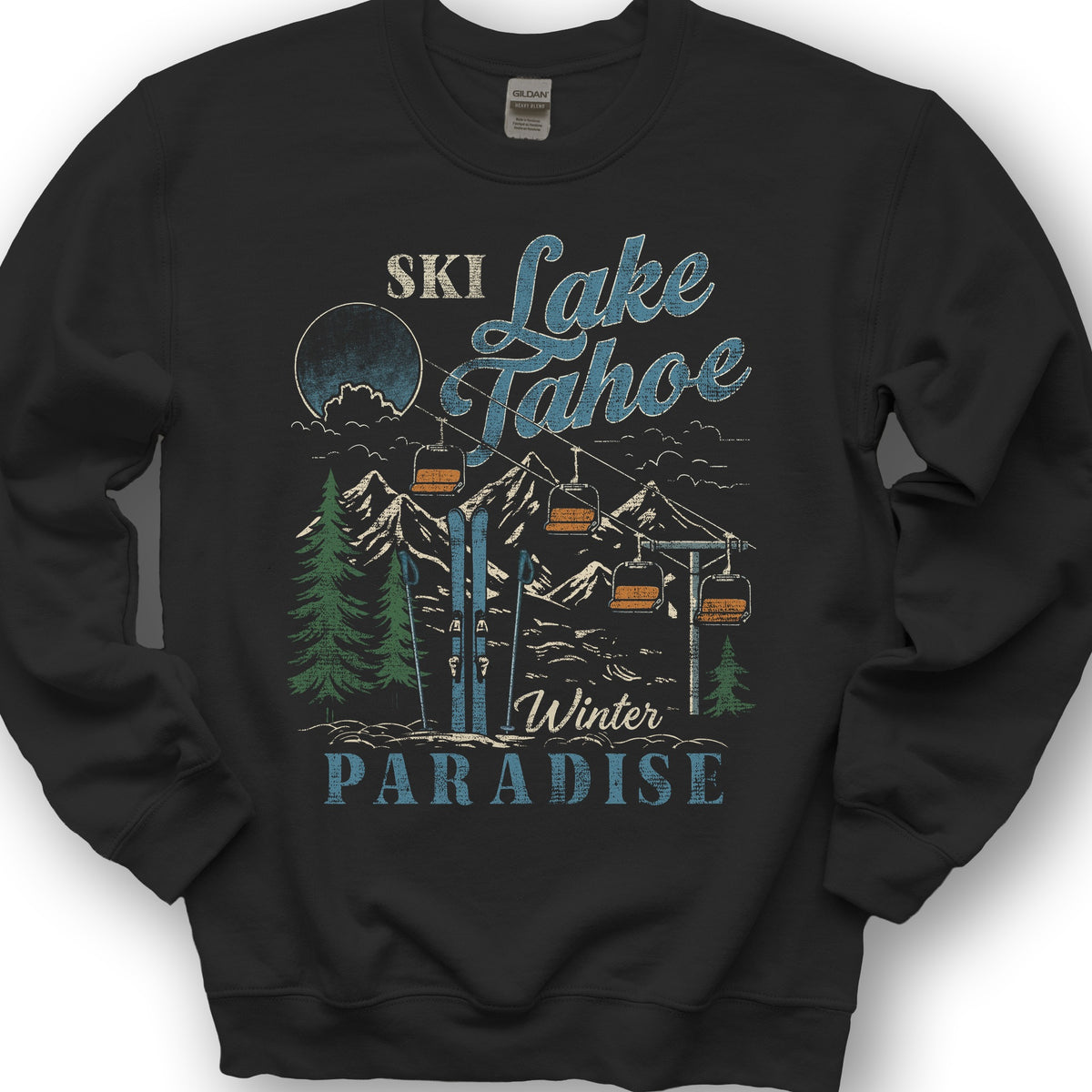 Retro "Ski Lake Tahoe" Sweatshirt - Black