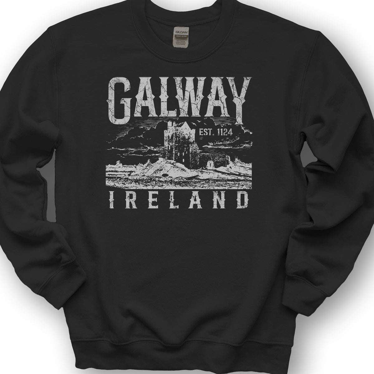 Galway Ireland Vintage Print Sweatshirt - Black