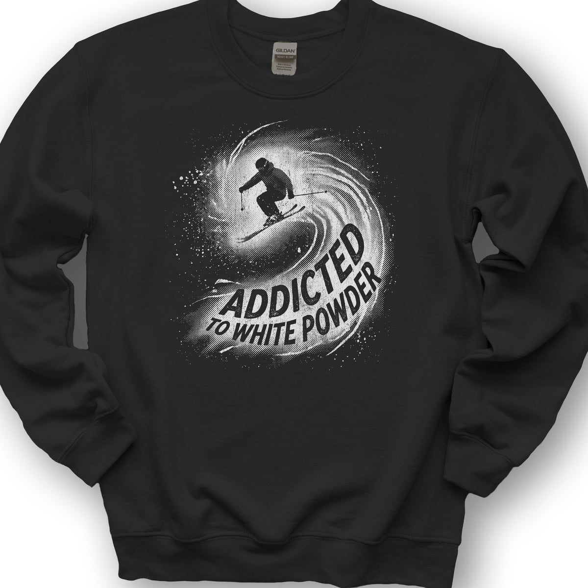 White Powder Skiing  Sweatshirt - Black