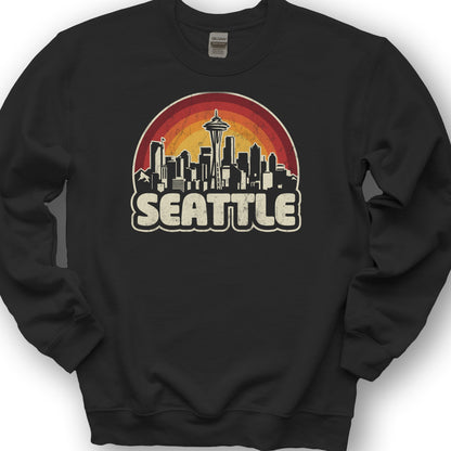 Seattle Retro Sunset Sweatshirt - Black