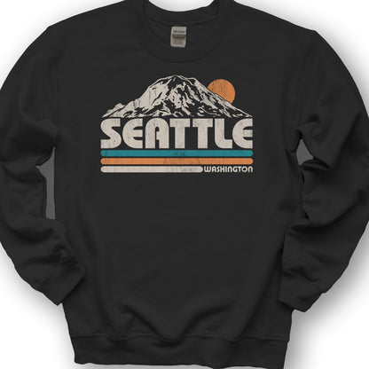 Seattle Retro Stripe Sweatshirt - Black