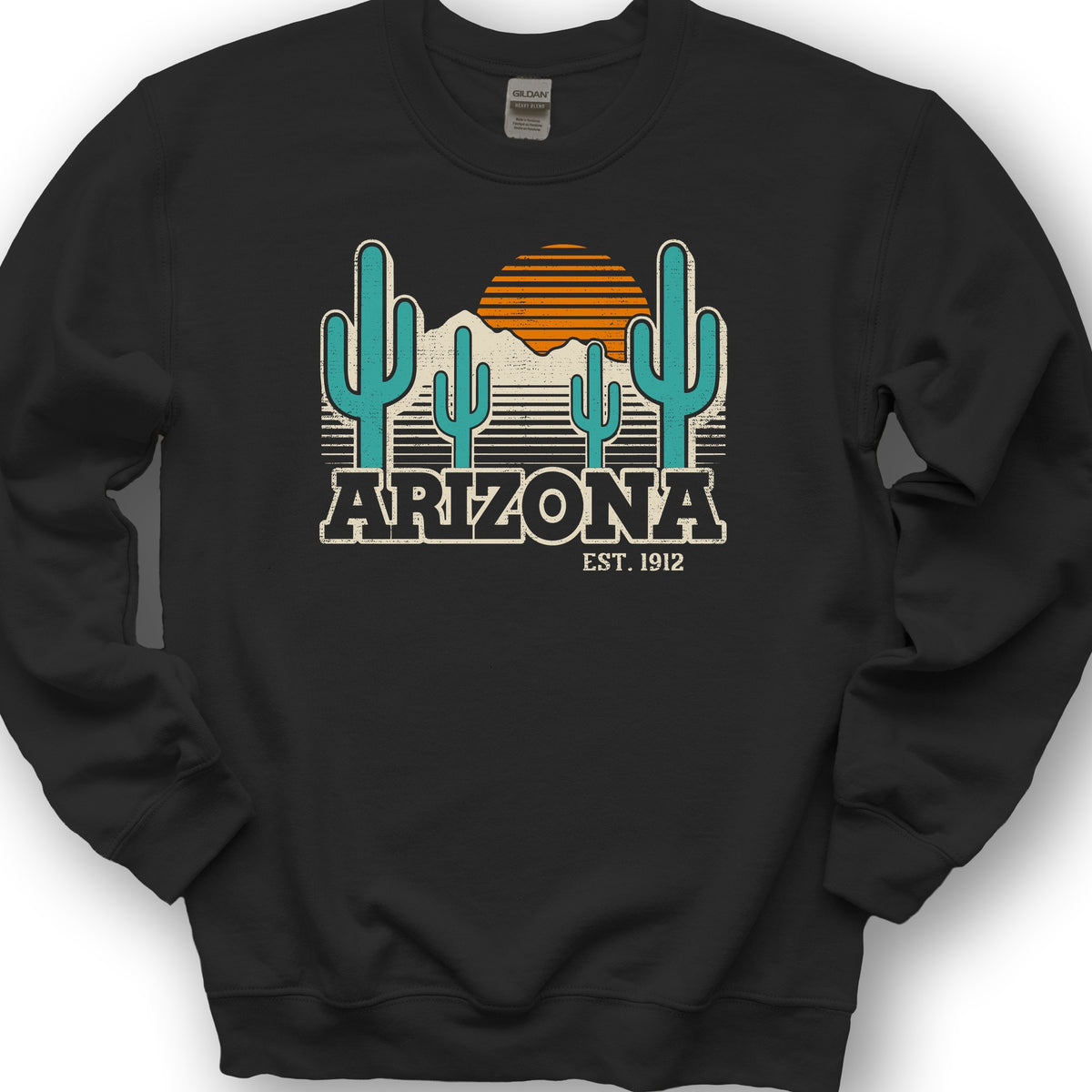 Arizona Retro Cactus Sweatshirt - Black
