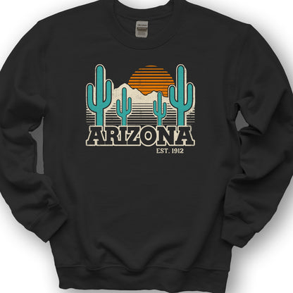 Arizona Retro Cactus Sweatshirt - Black