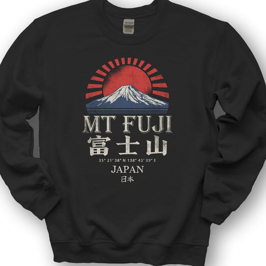 Mount Fuji Rising Sun Sweatshirt - Black