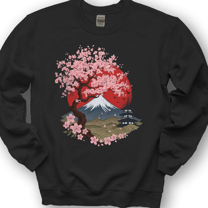 Mount Fuji Cherry Blossoms Sweatshirt - Black