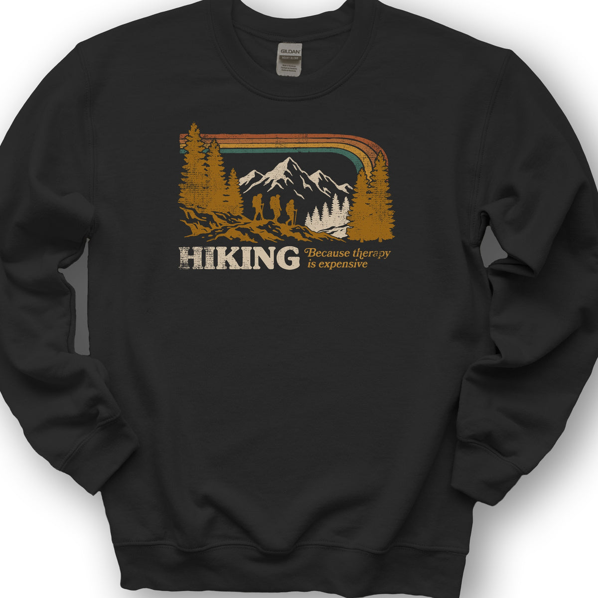 Hiking Retro Therapy Sweatshirt - Black