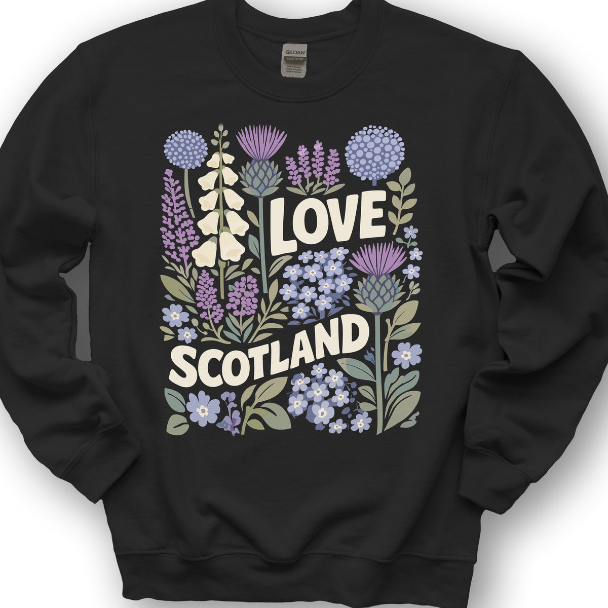 Love Scotland Flowers Sweatshirt - Black