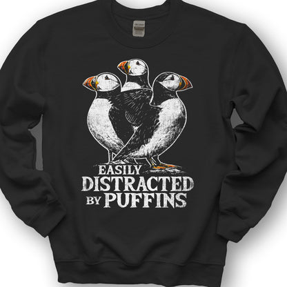 Easily Distracted By Puffins Sweatshirt - Black