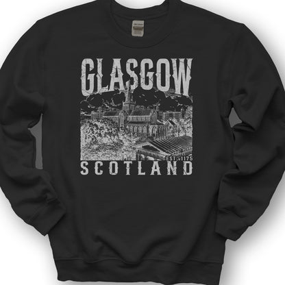 Glasgow Scotland Sketch Sweatshirt - Black