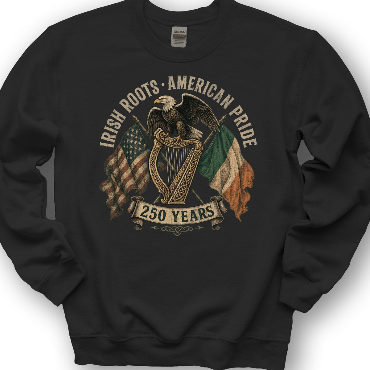 Irish Roots American Pride Sweatshirt - Black