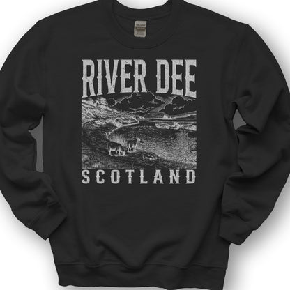 River Dee Scotland Sketch Sweatshirt - Black