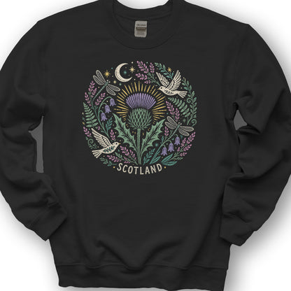 Scotland Thistle Doves Sweatshirt - Black