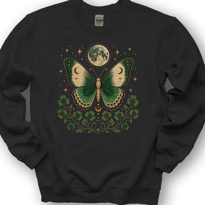 Shamrock Moon Butterfly Sweatshirt - Black