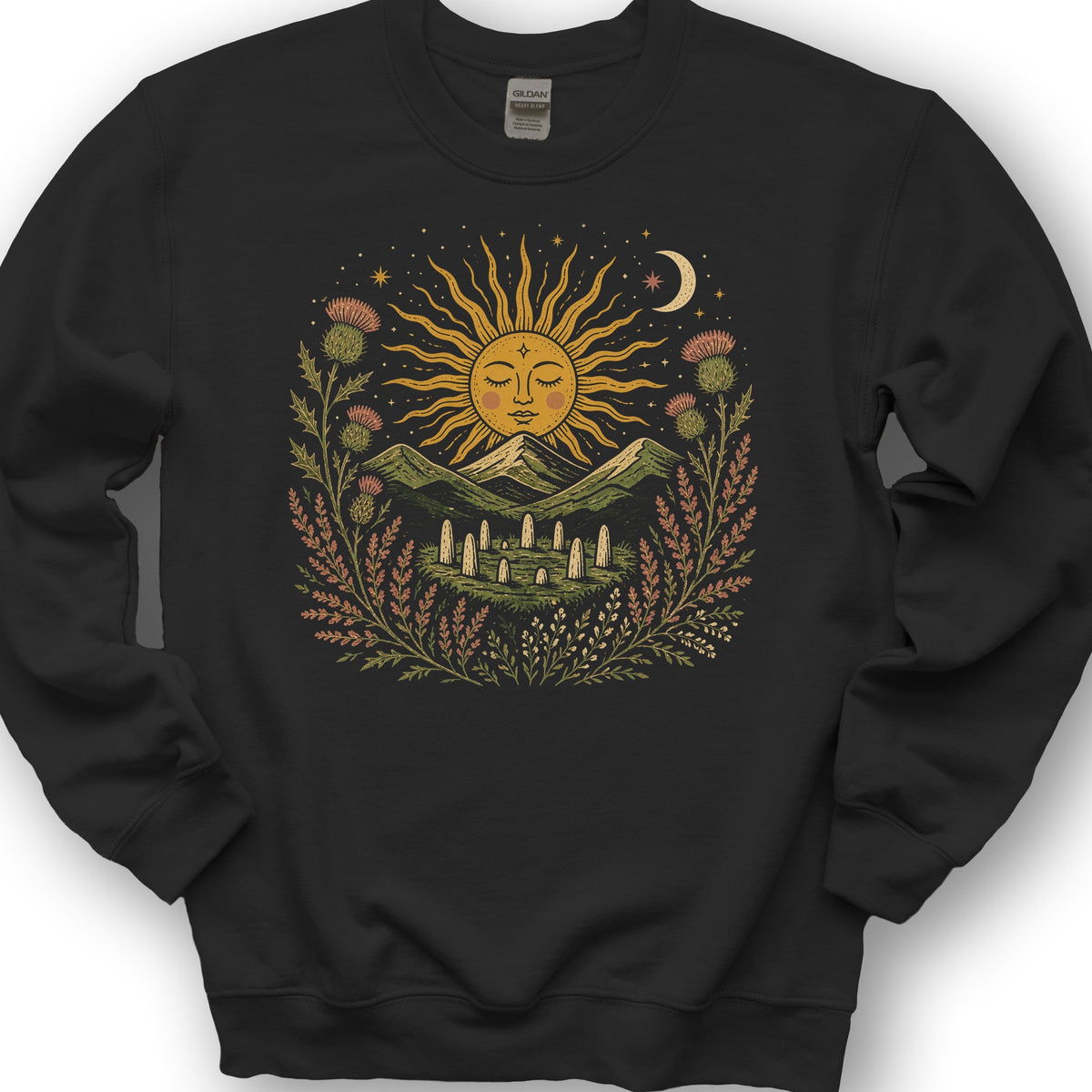 Celestial Standing Stones Sweatshirt - Black