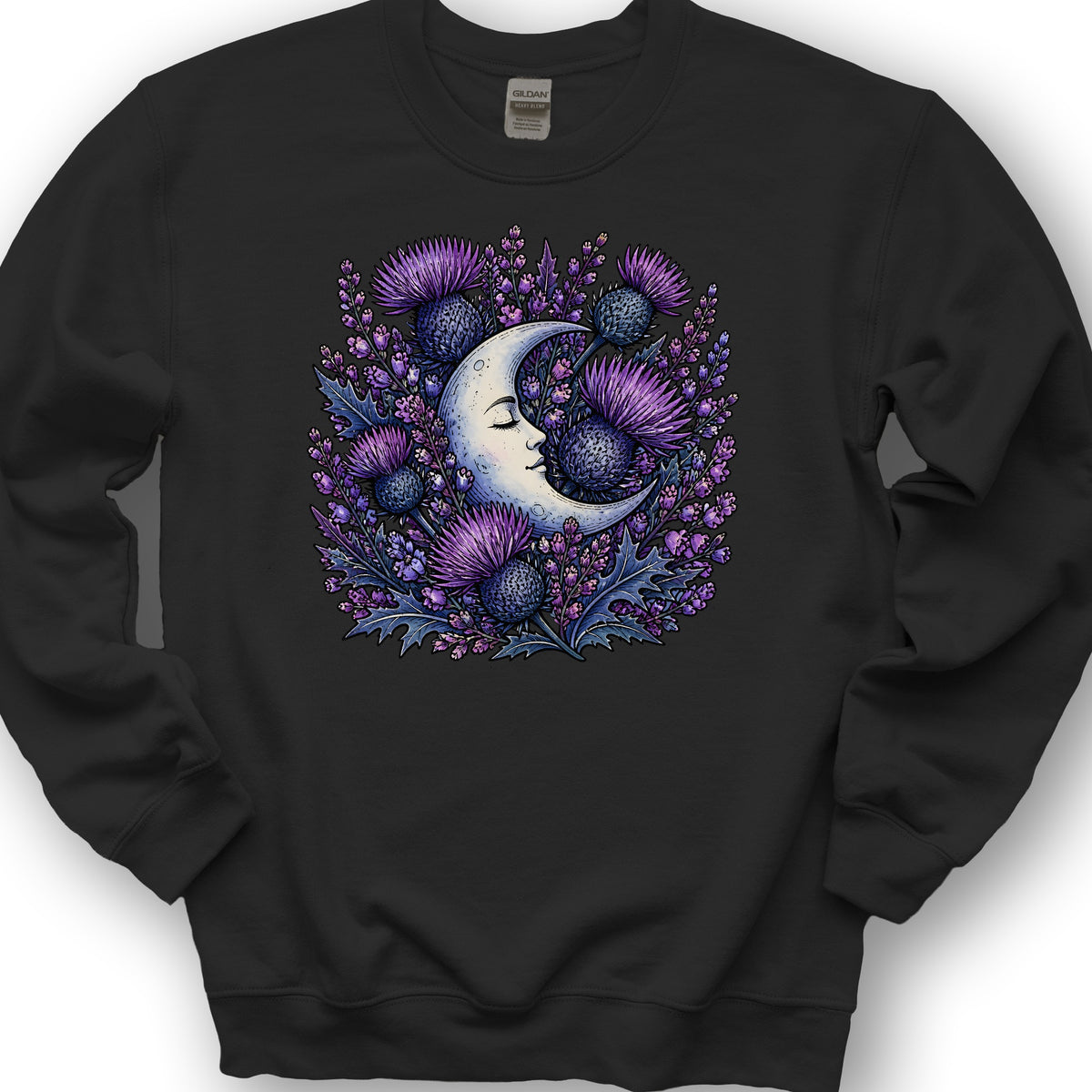 Botanical Moon Thistle Sweatshirt - Black