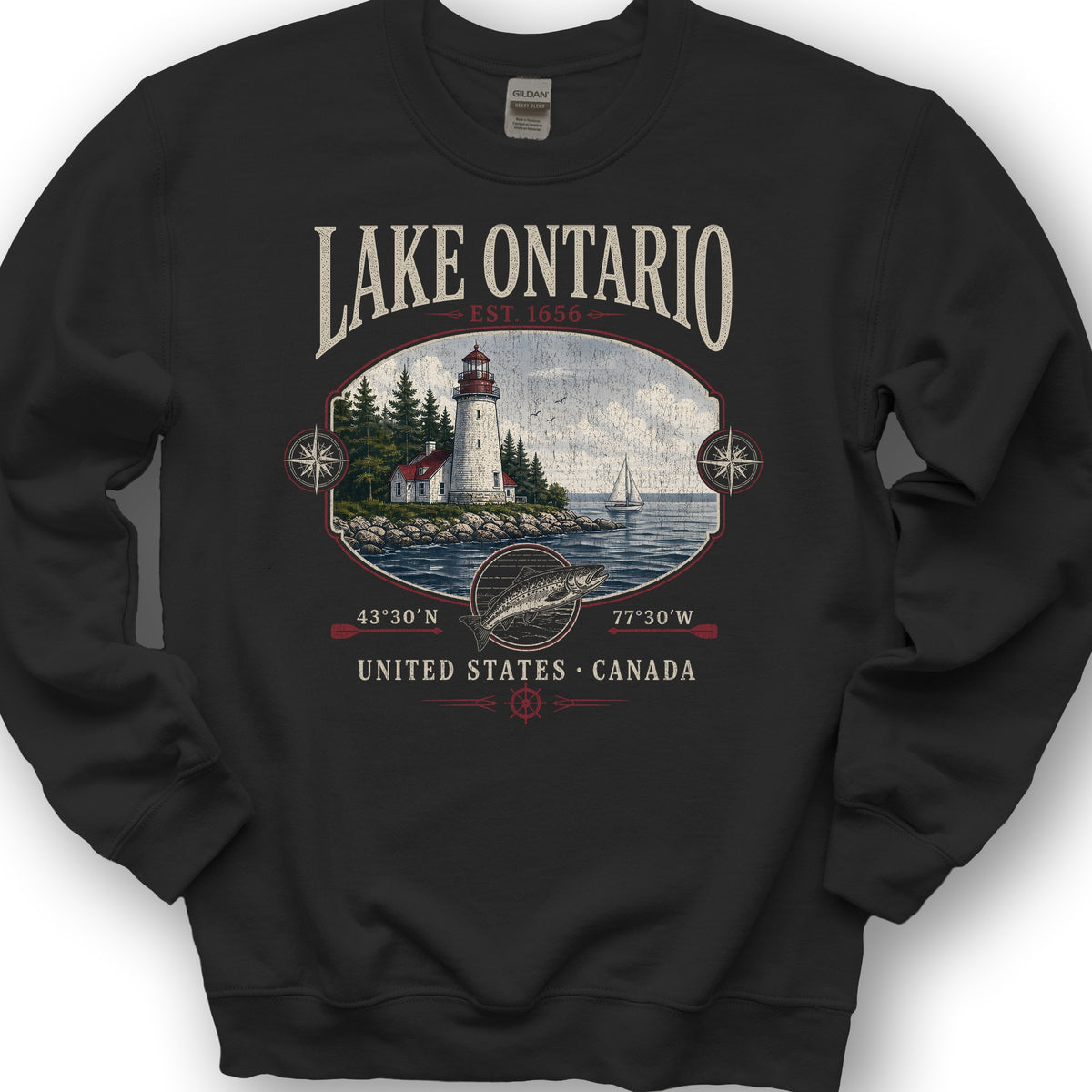 Lake Ontario Retro 90's Sweatshirt - Black