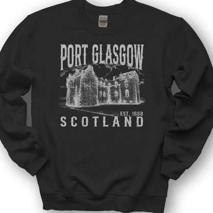 Port Glasgow Scotland Sketch Sweatshirt - Black