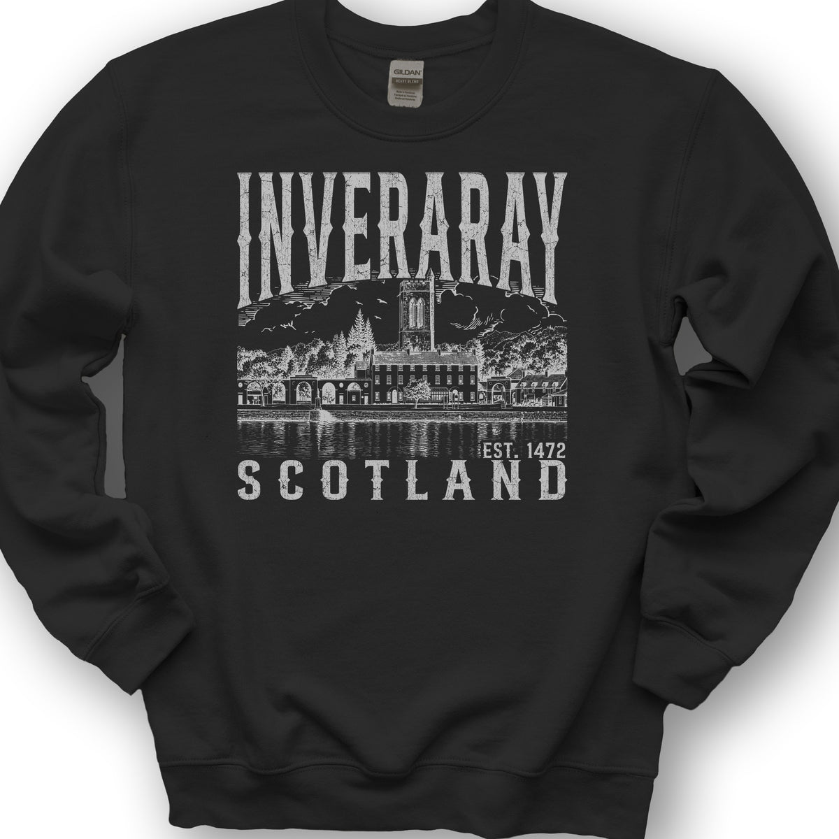 Inveraray Scotland Sketch Sweatshirt - Black