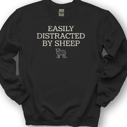 Easily Distracted By Sheep Sweatshirt - Black