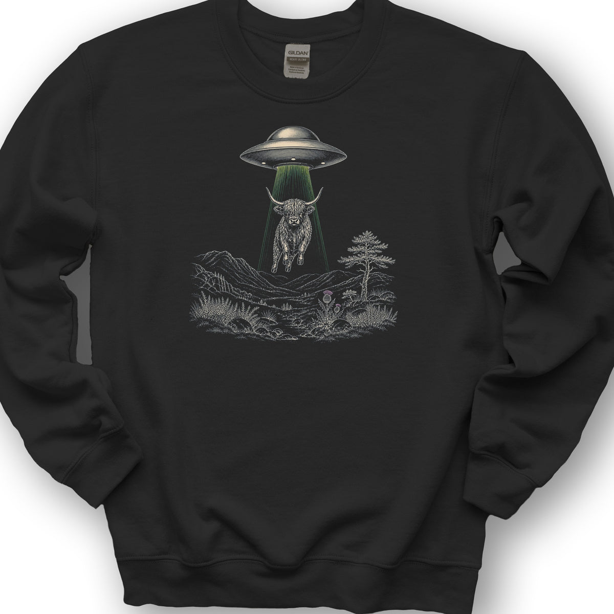 Highland Coo UFO Sweatshirt - Black