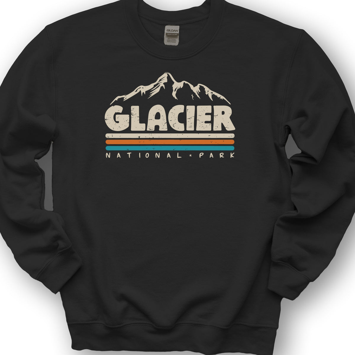 Glacier National Park "Retro Stipes" Sweatshirt - Black