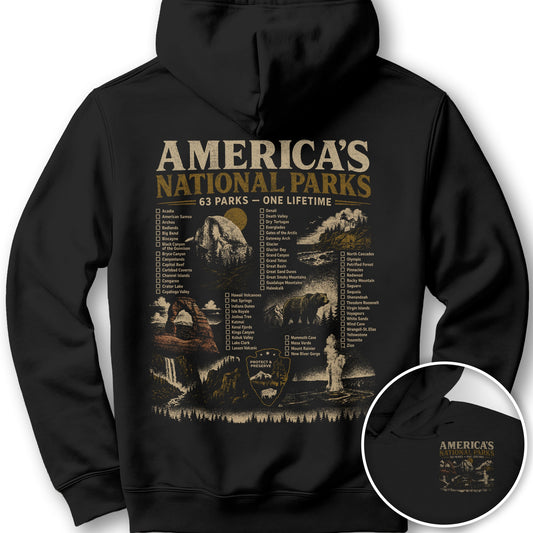 Vintage Parks Checklist Front/Back Print Hoodie - Black