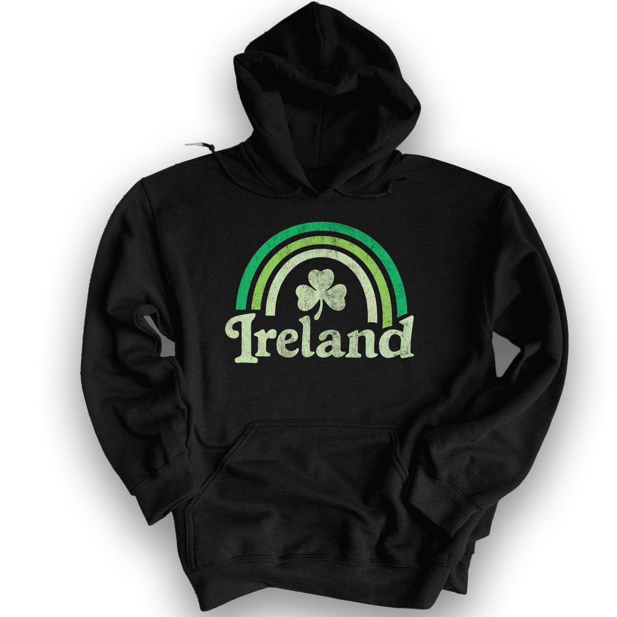 Ireland Rainbow Shamrock Hoodie - Black