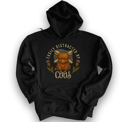 Easily Distracted By Coos Hoodie - Black