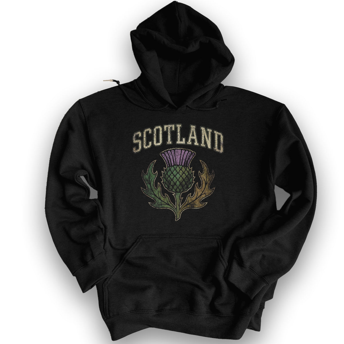 Scotland Distressed Thistle Hoodie - Black
