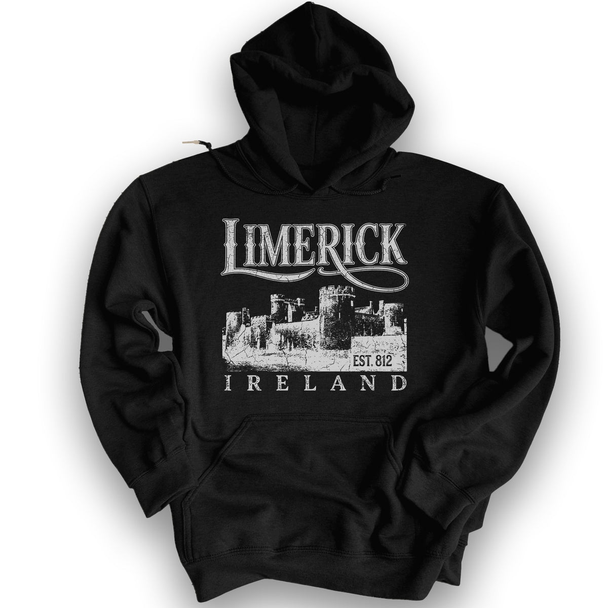 Limerick Ireland Vintage Print Hoodie - Black