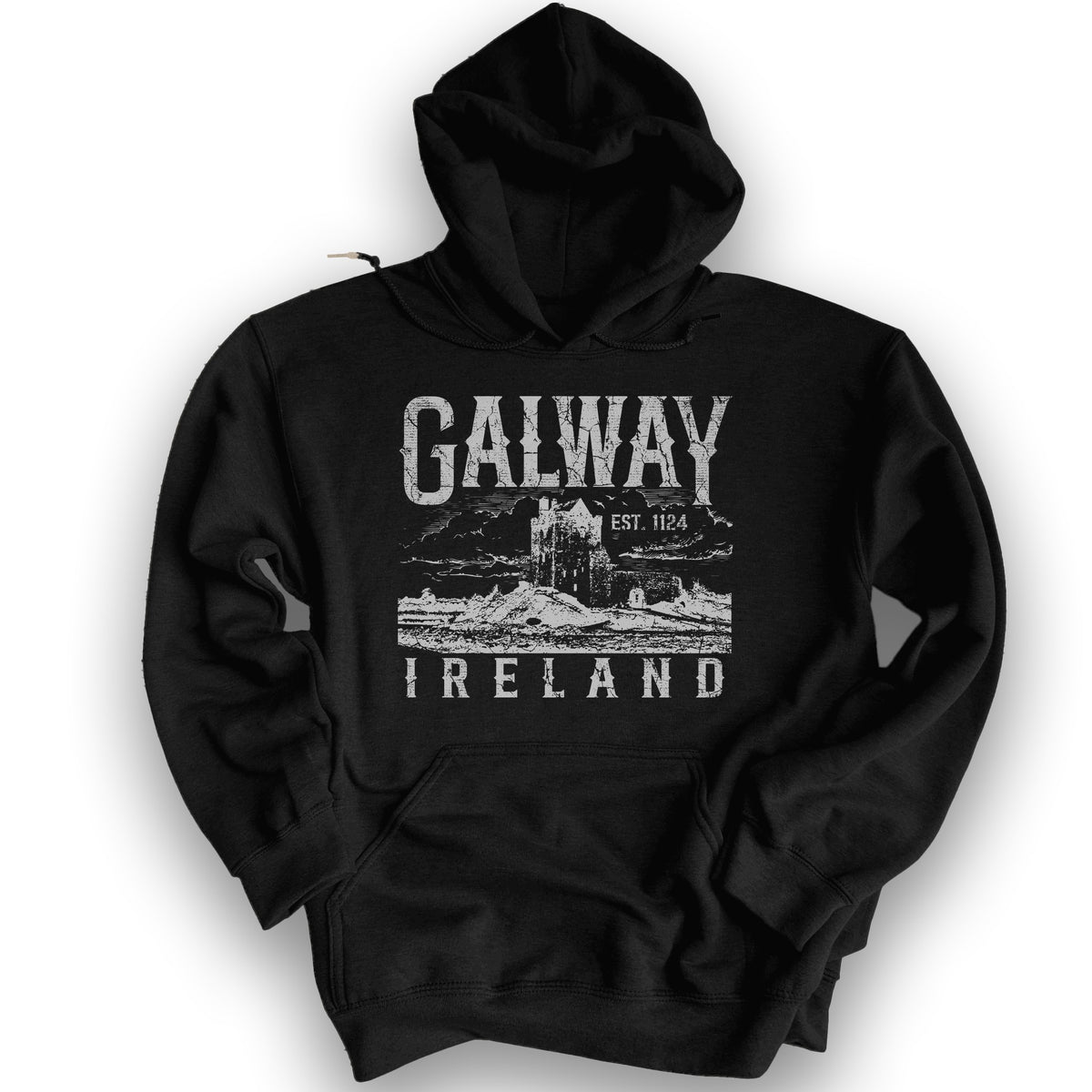 Galway Ireland Vintage Print Hoodie - Black