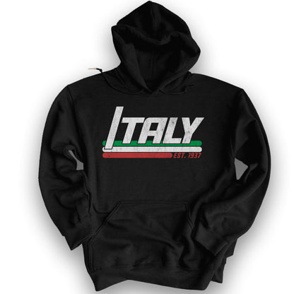 Italy Retro Stripe Hoodie - Black