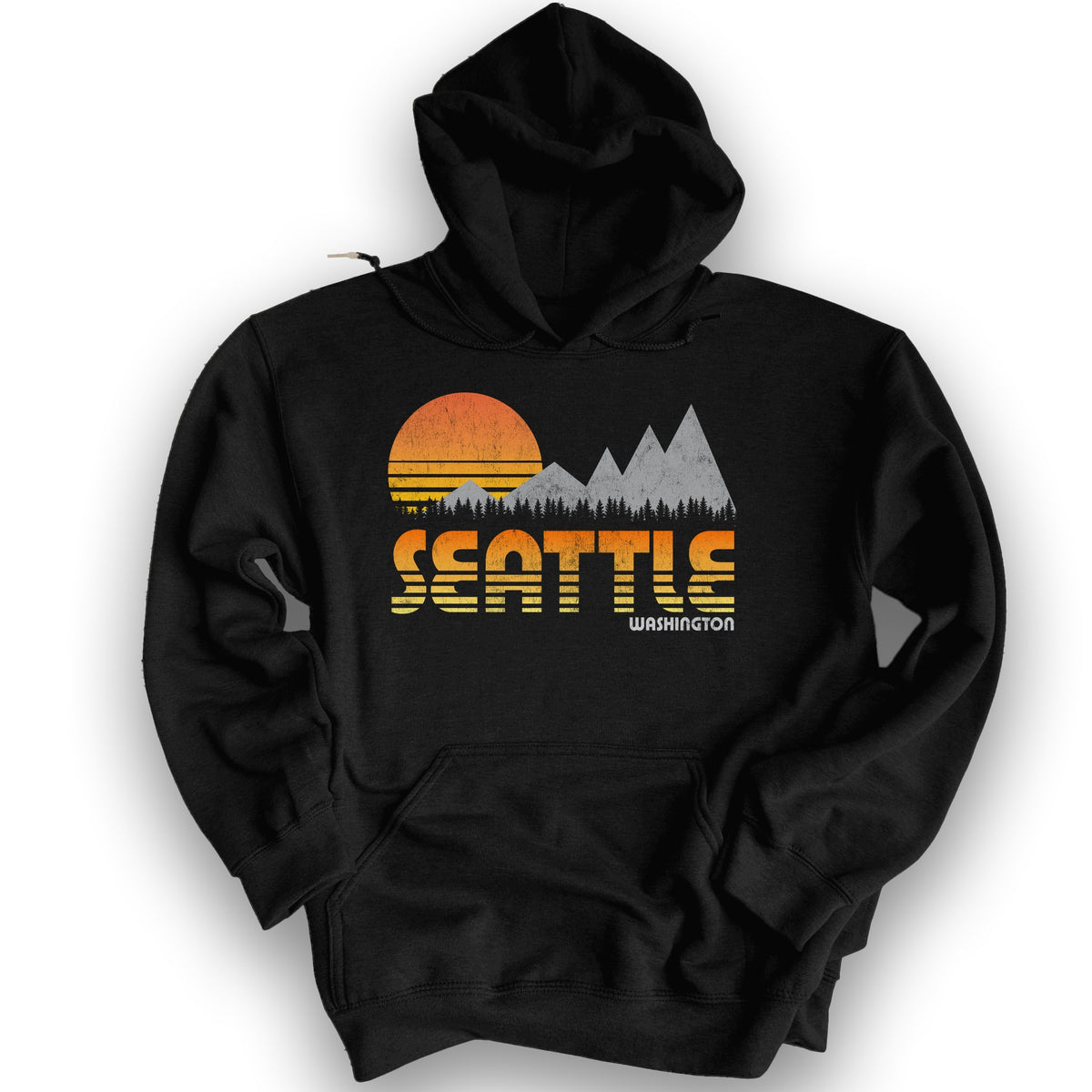 Seattle 80's Retro Hoodie - Black