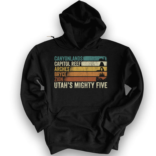 Utah's Mighty Five Stripes Hoodie - Black