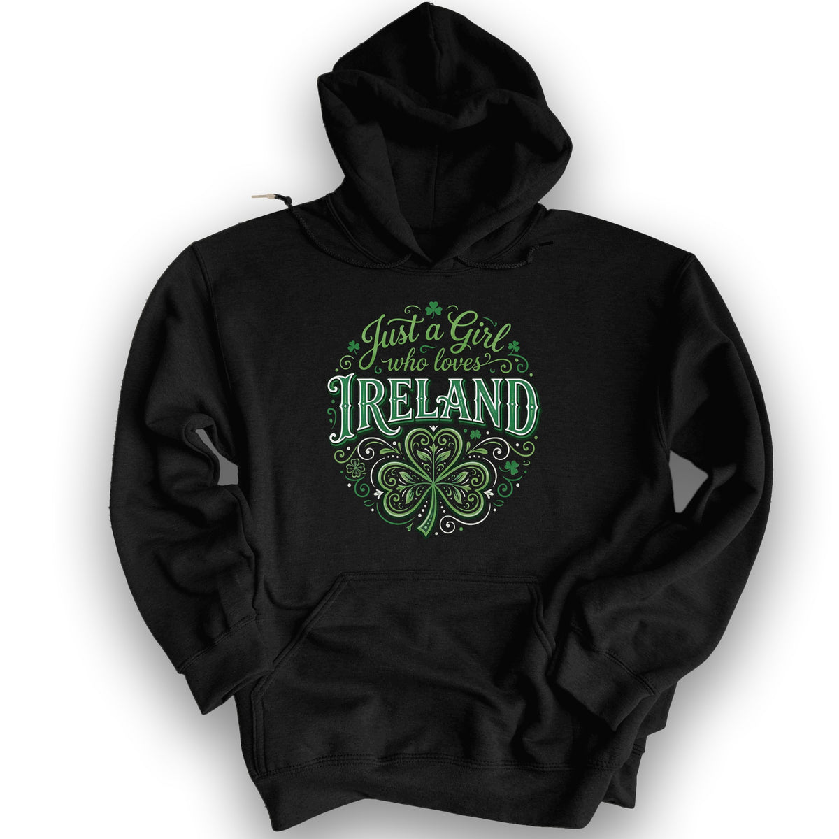 Just A Girl Shamrock Hoodie - Black