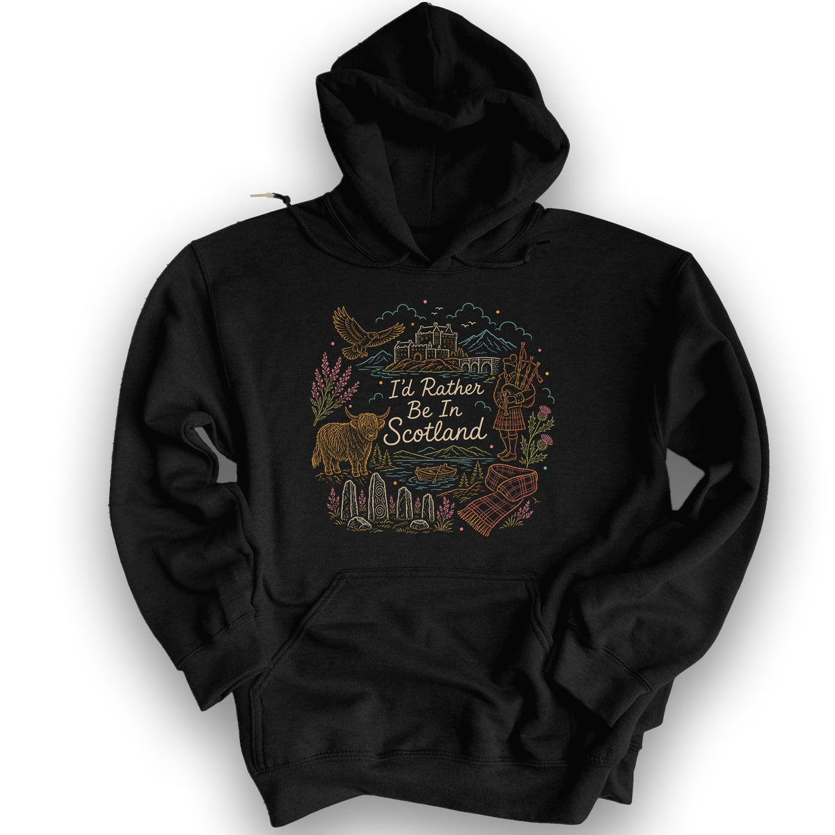 Rather Be In Scotland Hoodie - Black