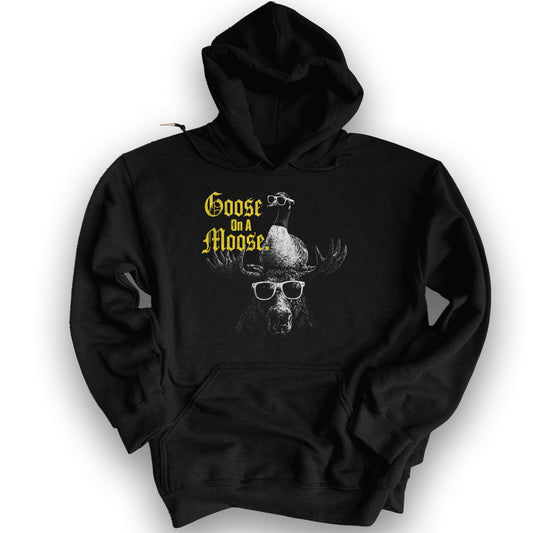 Goose On A Moose Halftone Hoodie - Black