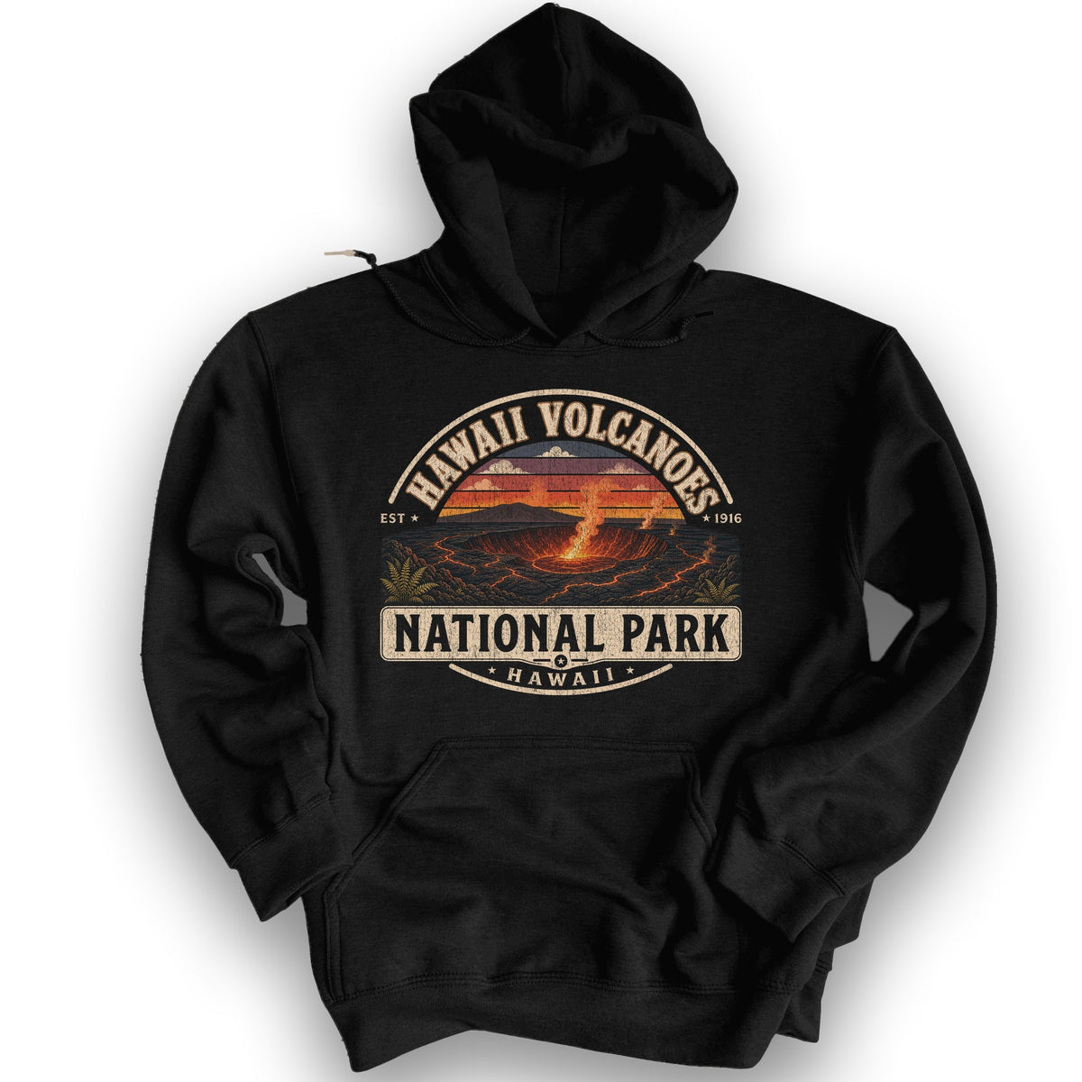 Hawaii Volcanoes Medallion Hoodie - Black