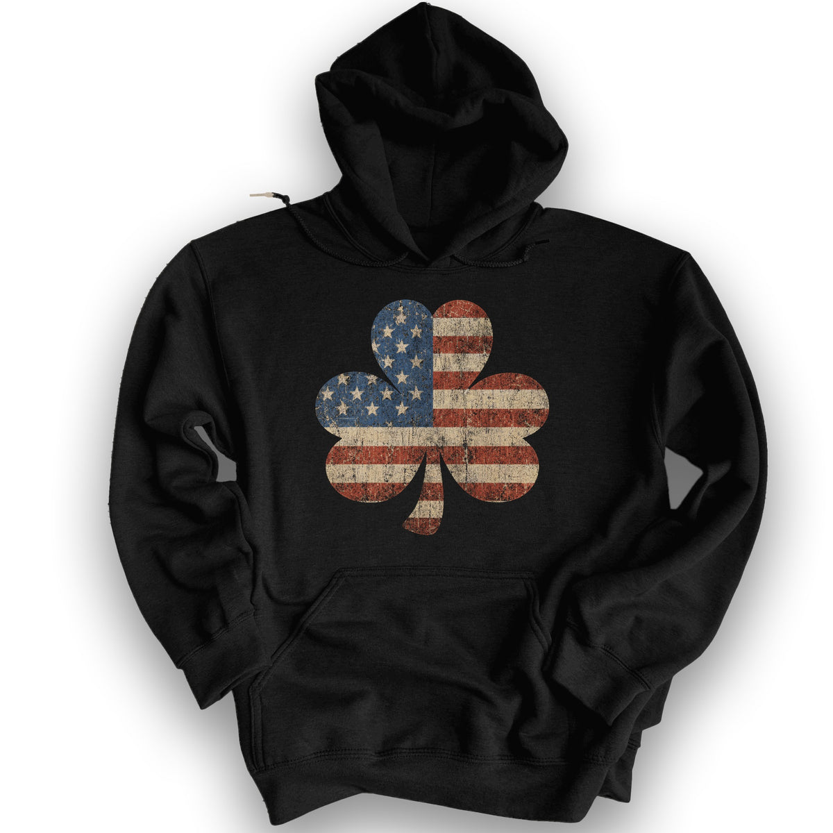 Vintage Flag Shamrock Hoodie - Black