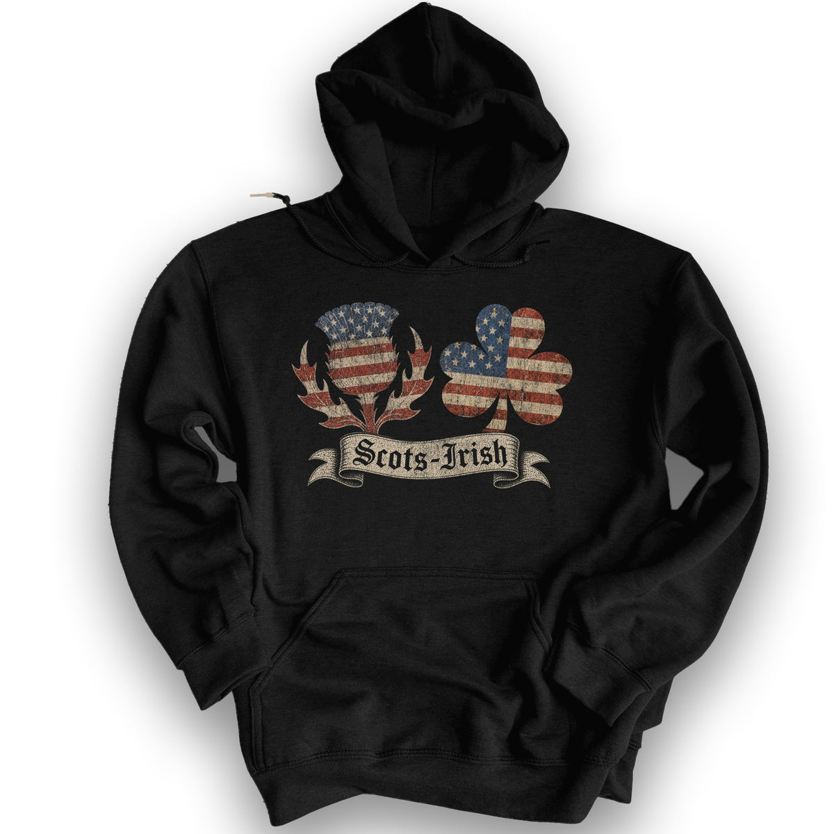 Scots-Irish Thistle Shamrock Flag Hoodie - Black