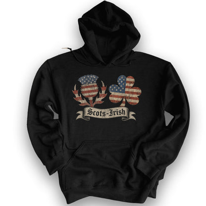 Scots-Irish Thistle Shamrock Flag Hoodie - Black