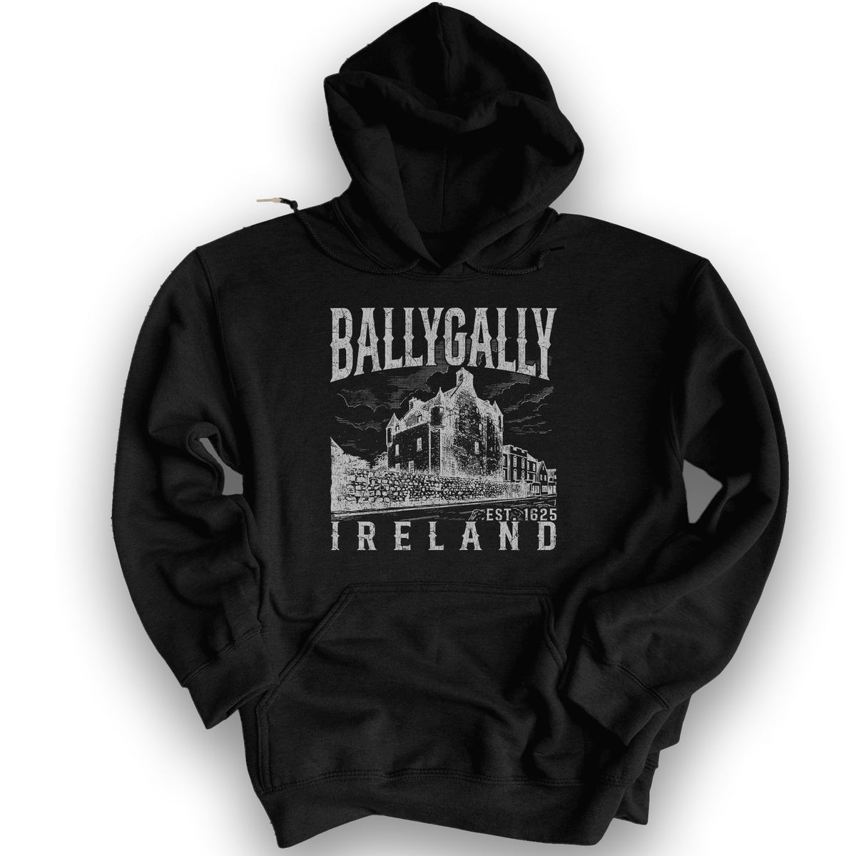 Ballygally Ireland Sketch Hoodie - Black