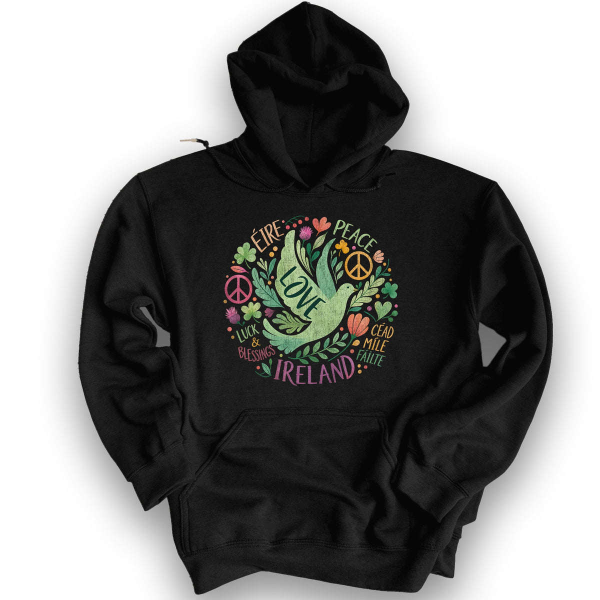 Ireland Peace Dove Hoodie - Black
