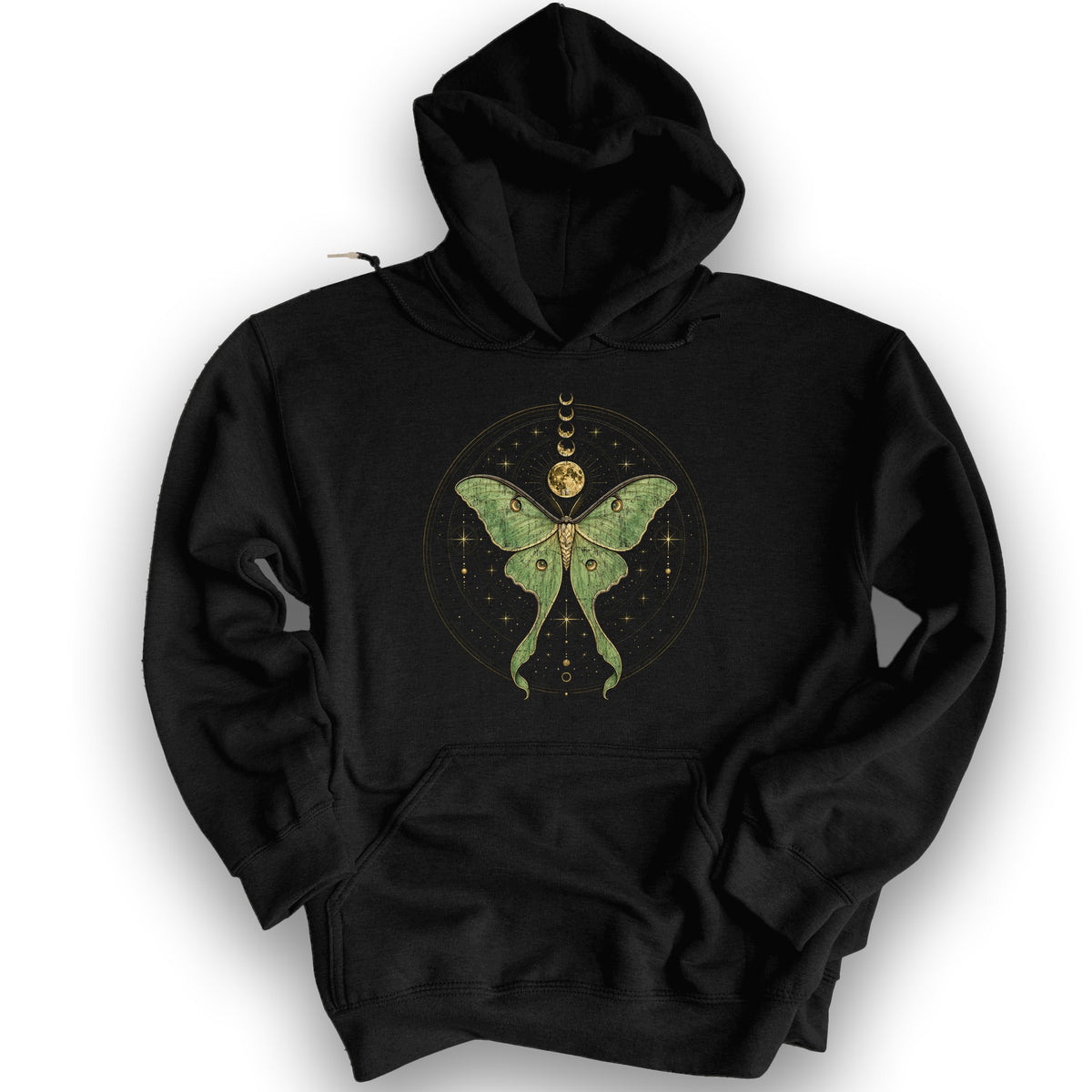 Mystic Lunar Moth Hoodie - Black